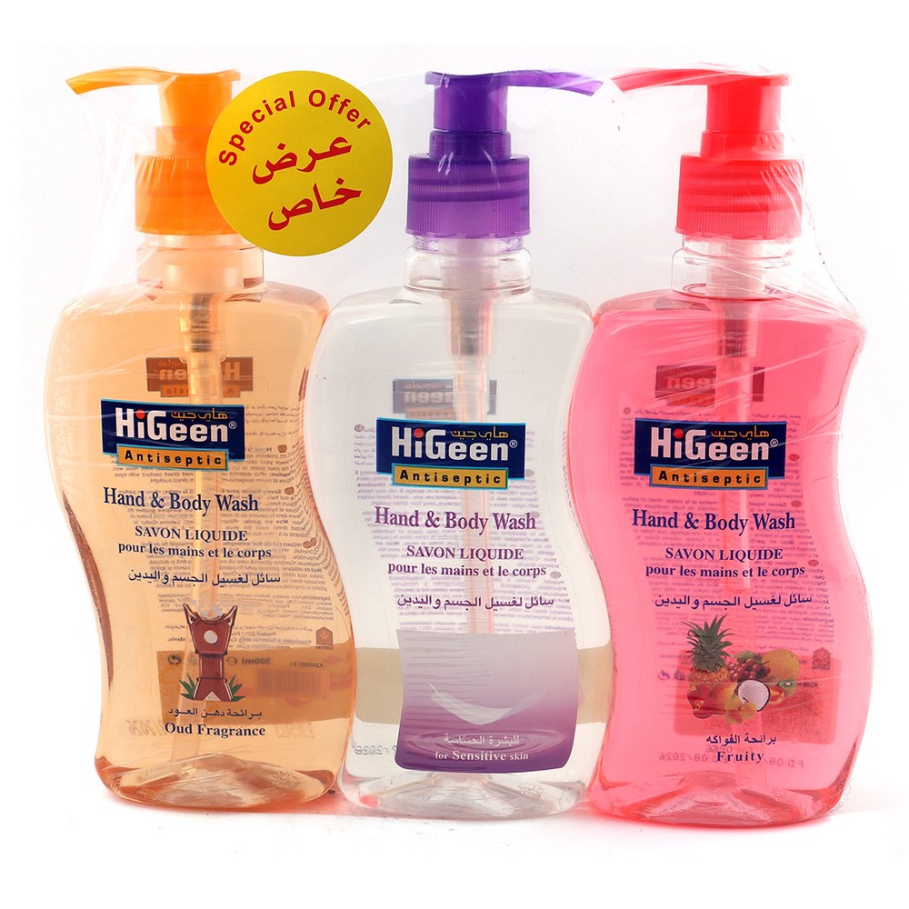 Higeen Antiseptic Hand & Body Wash Savon Liquid 3X300ml | Personal Care | Skin & Body Care | Liquid & Bar Soap