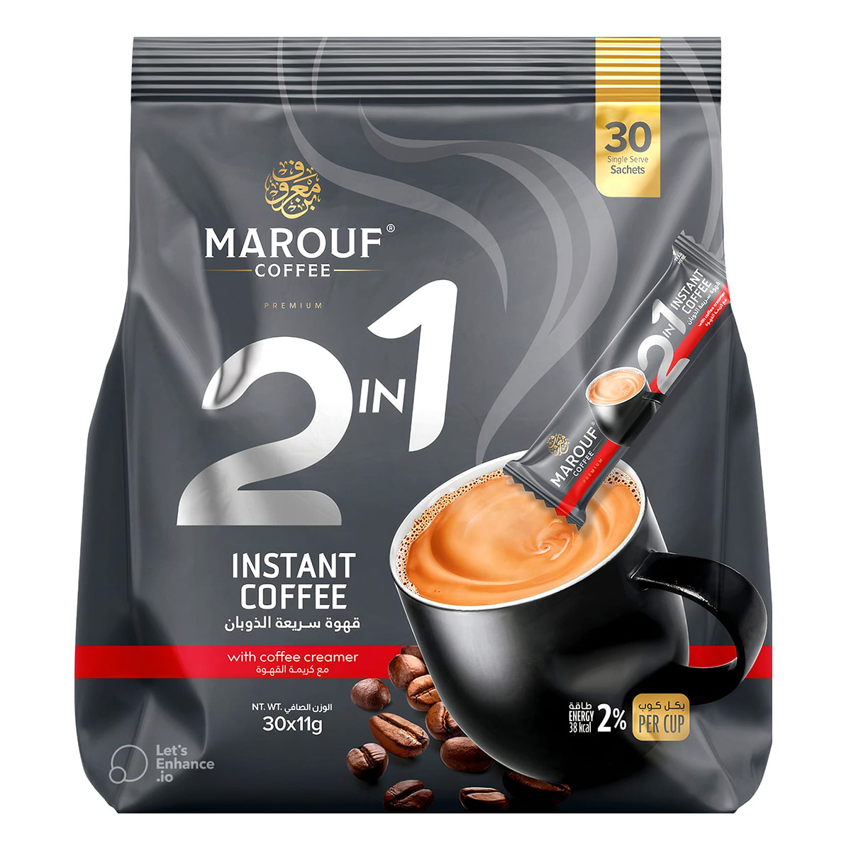Marouf 2 In 1 Instant Coffee With Coffee Creamer 30x11g