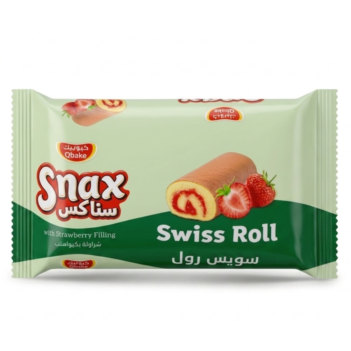 Qbake Snax Swiss Roll with Strawberry Filling 20g