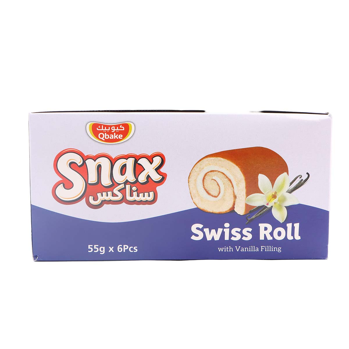 Qbake Swiss Roll Jumbo Vanilla 6x55g
