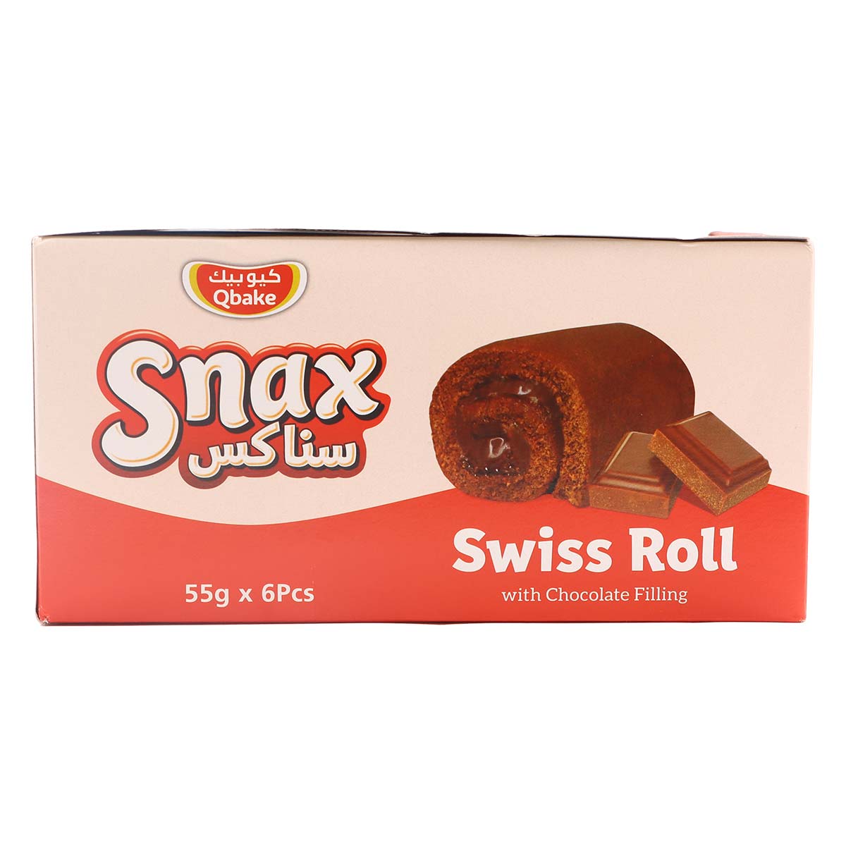 Qbake Swiss Roll Jumbo Chocolate 6x55g