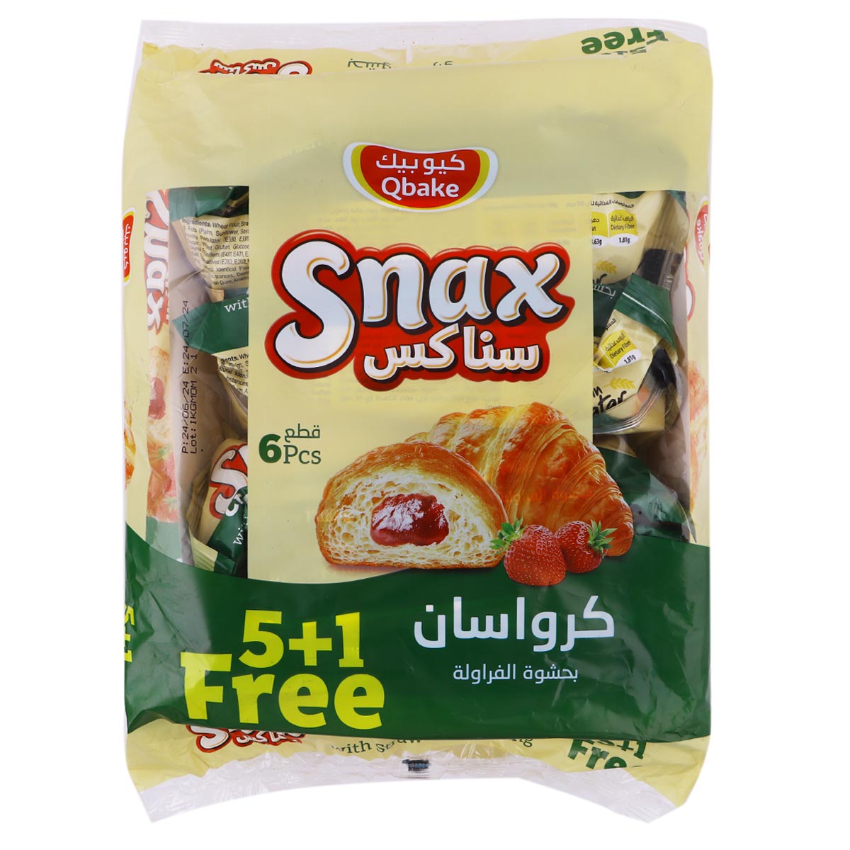 كرواسون كيو بيك سناكس بحشوة الفراولة (عبوة من 6 قطع)