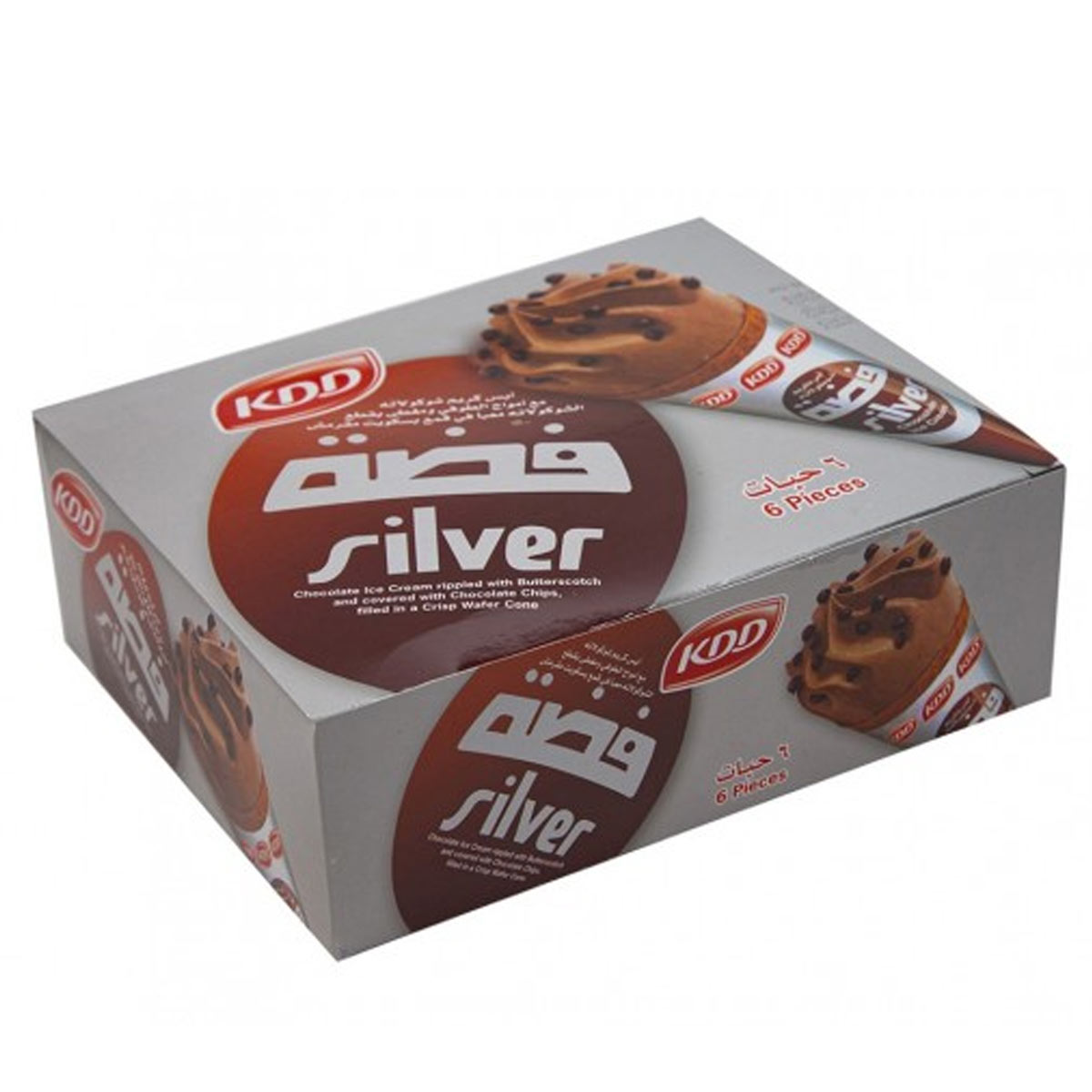 KDD Silver Chocolate Ice Cream Cone 6x100ml