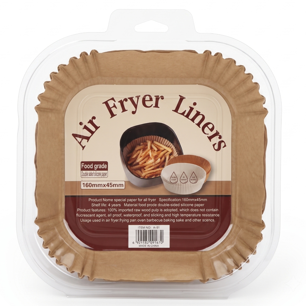 Air Fryer Liners 50 Pieces 160mmx45mm