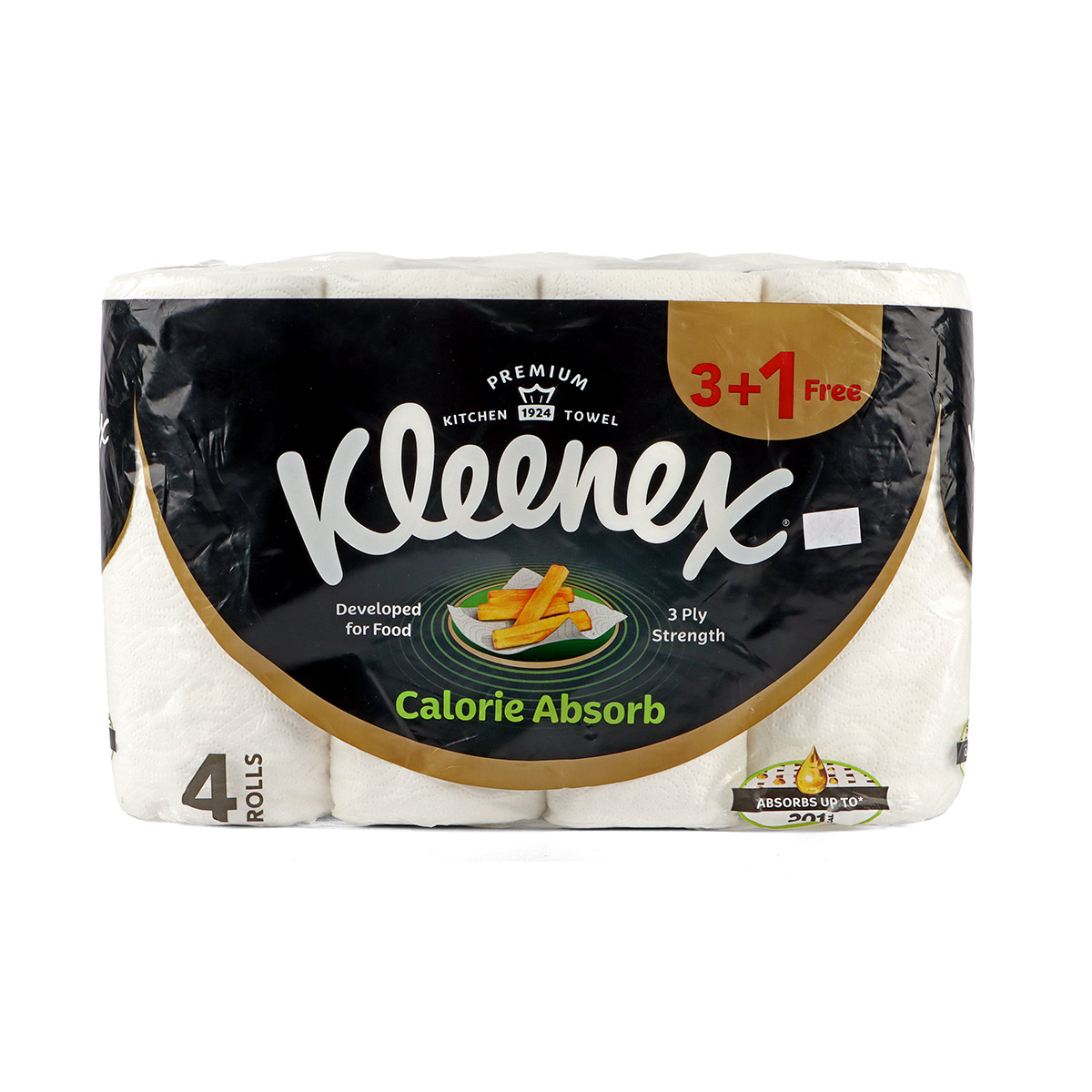 3 Ply Calorie Absorb Kitchen Tissue Paper Towel 4 Rolls White 50 Sheets