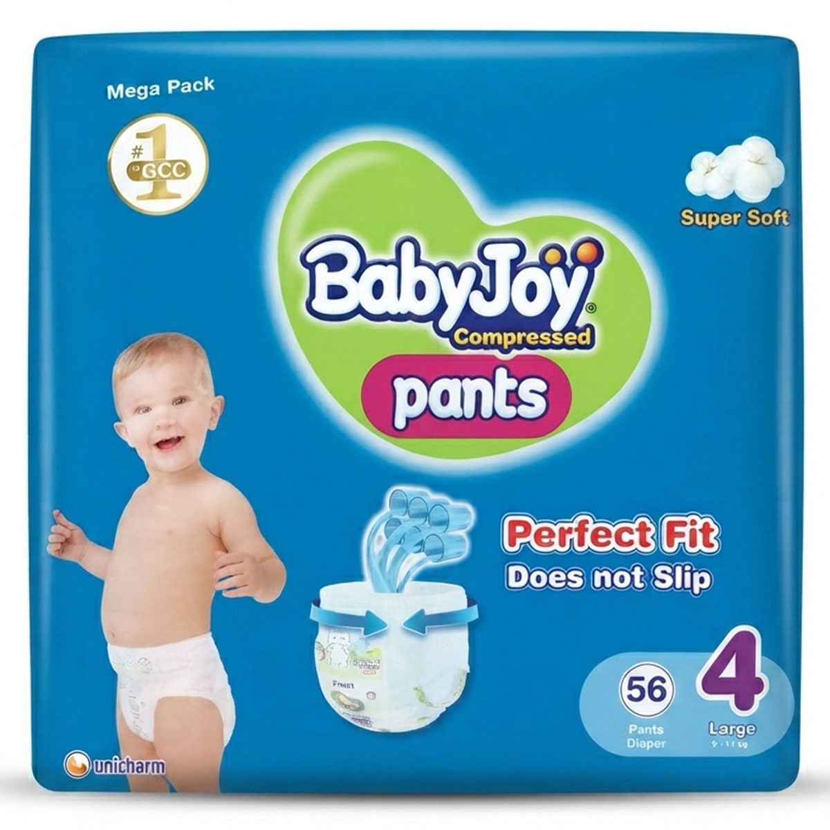 Baby Joy Compressed Pants No. 4 Large Size Diapers 1 x 56 Pieces