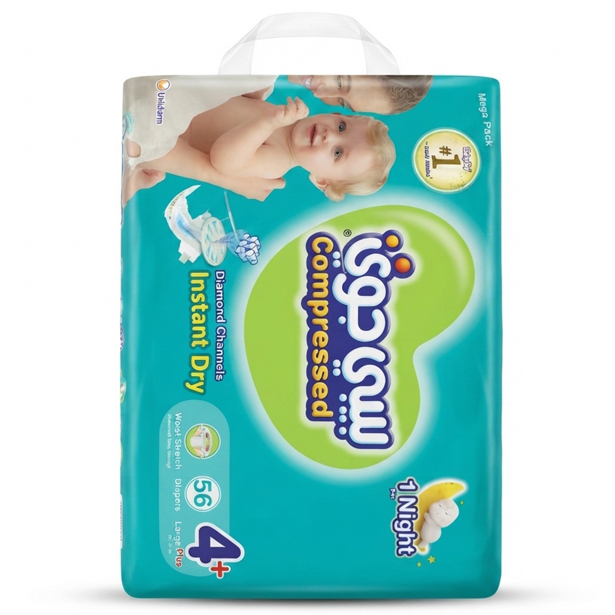 Baby Joy Compressed Instant Dry No. 4+ Large Plus Size Diapers 1 x 56 Pieces