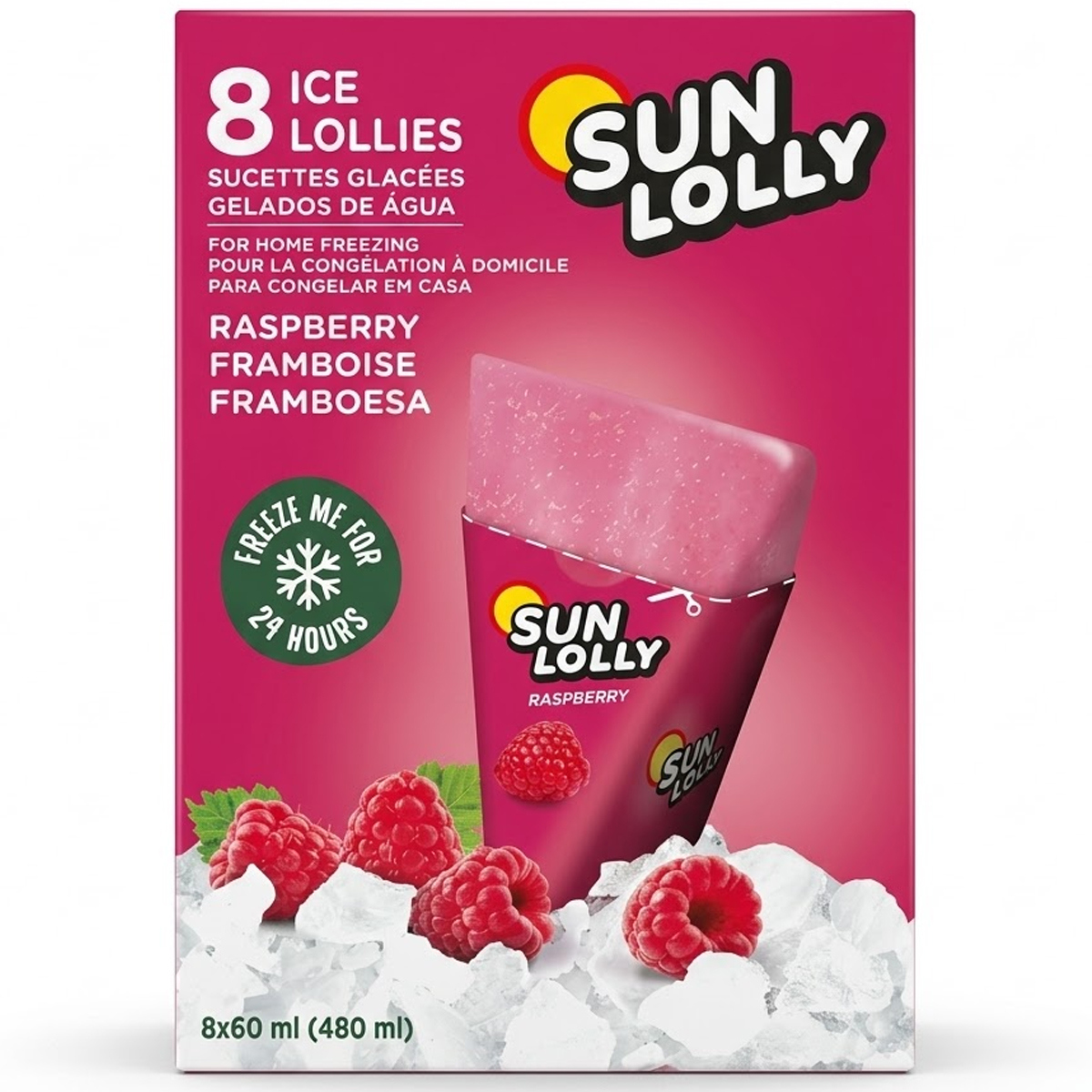 Sun Lolly Raspberry Ice Lollies 8x60ml
