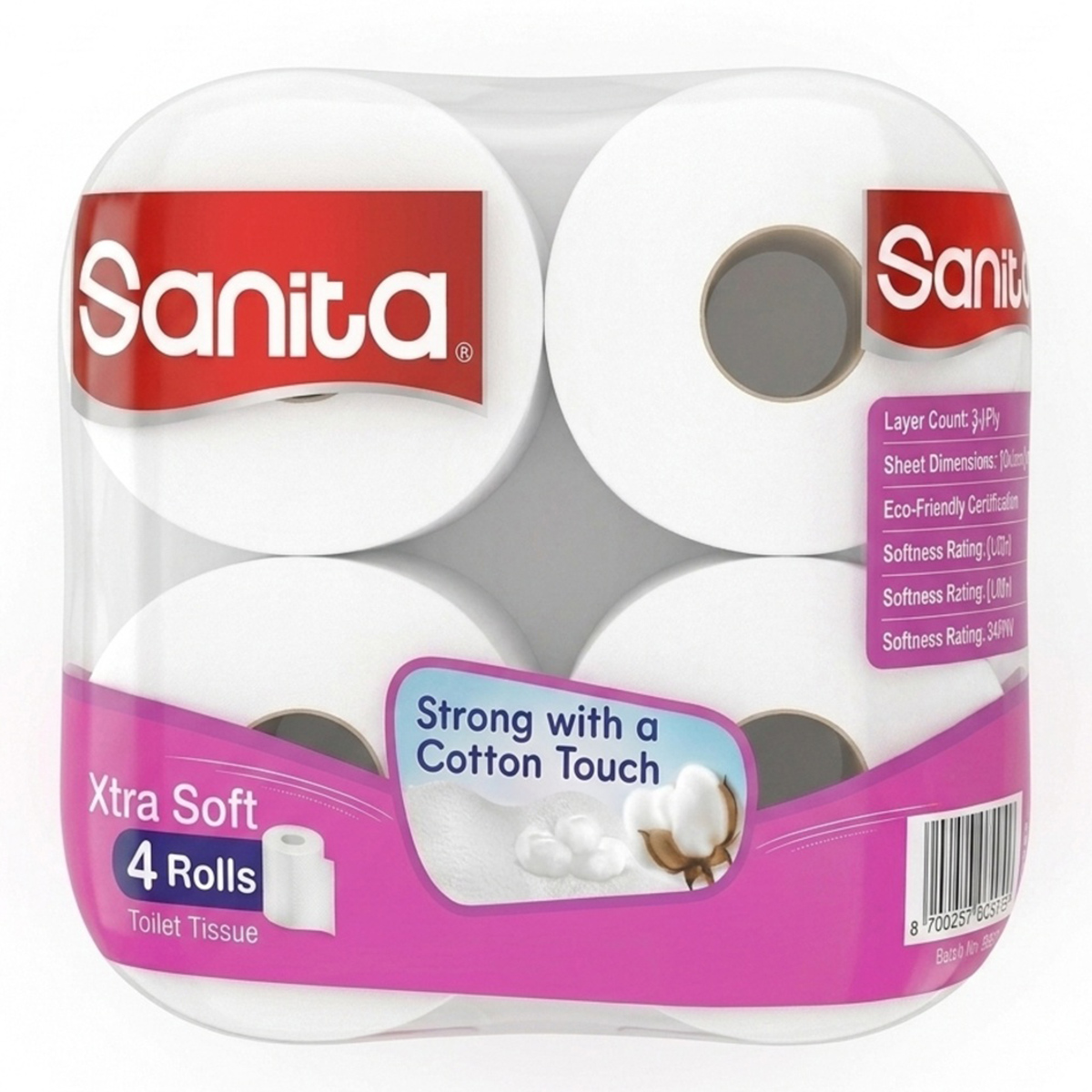 Sanita Extra Soft Toilet Tissue Rolls 200 4 Rolls