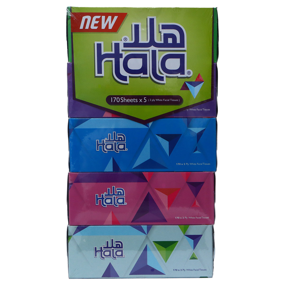 Hala White Facial Tissues 5 Pack