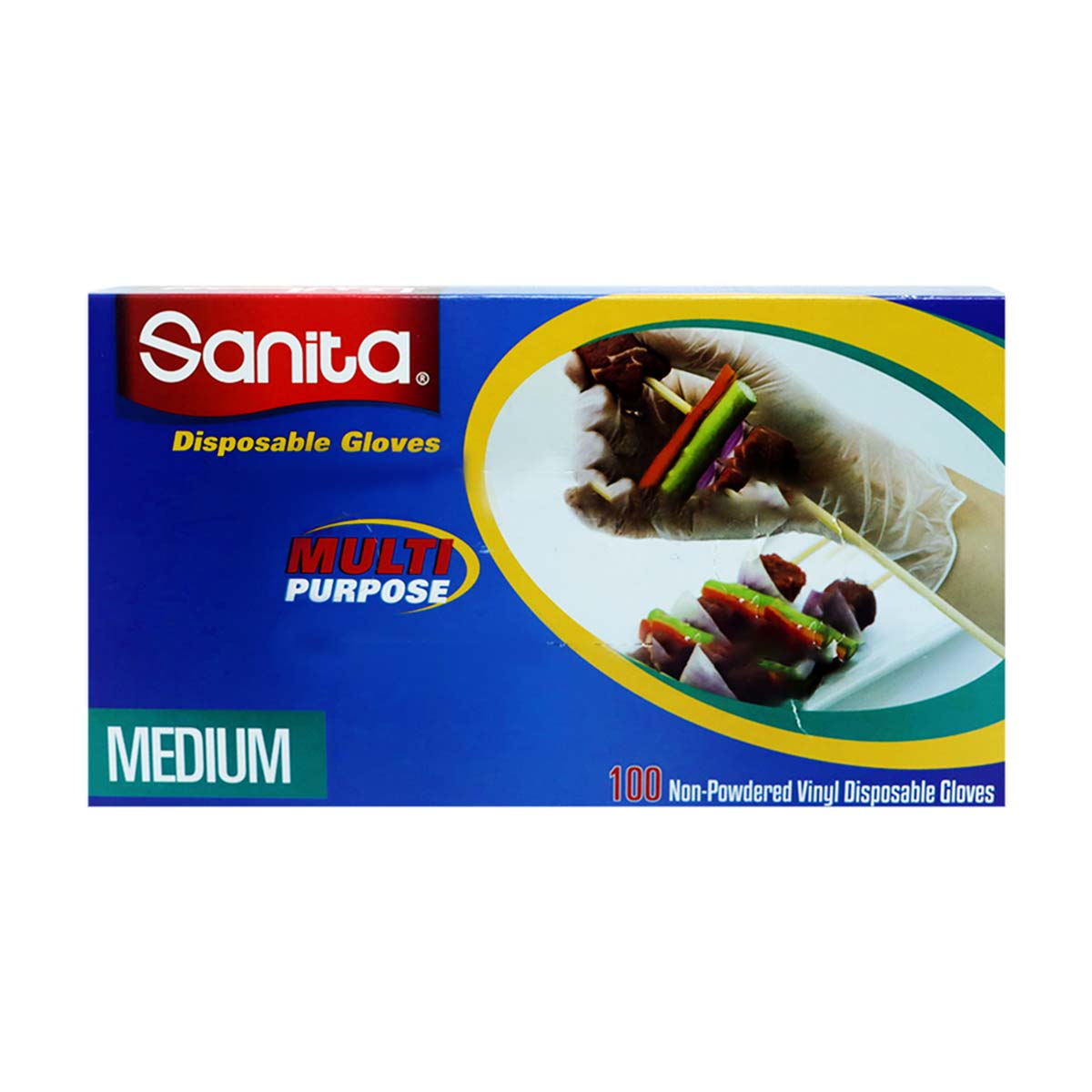 Sanita Disoposable Vinly Gloves Medium 100 Pcs