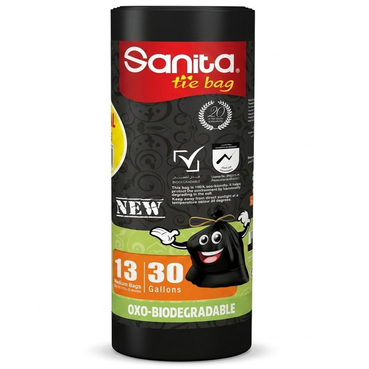 Sanita Tie Bag Biodegradable 30 Gallons 15 Pieces
