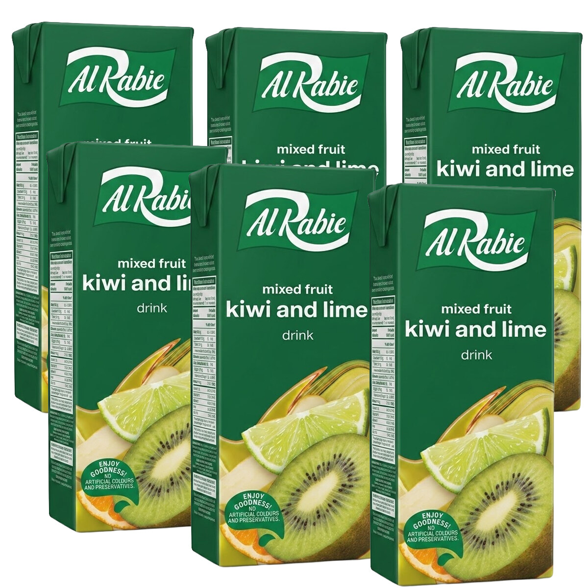Al Rabie Mixed Fruit Kiwi and Lime Juice 6x185ml
