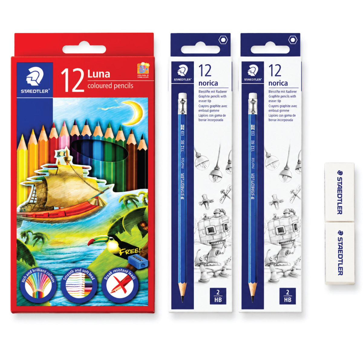 Norica Stationery Set 12Colors, Pencils And Eraser