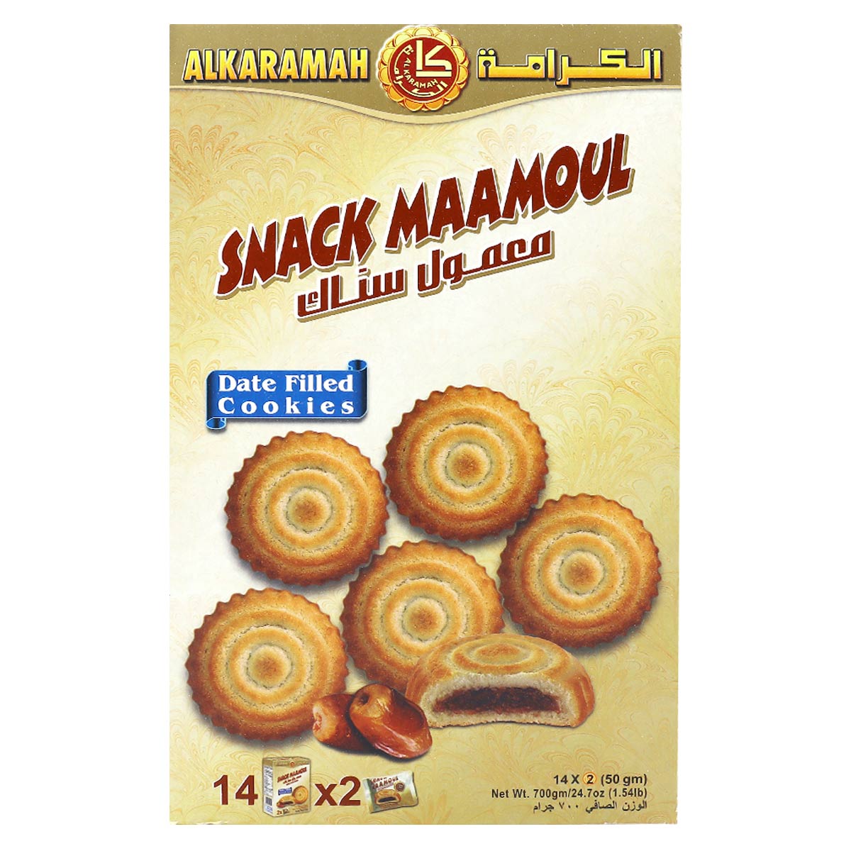 Alkaramah Snack Maamoul Date Filled Cookies 14x50g