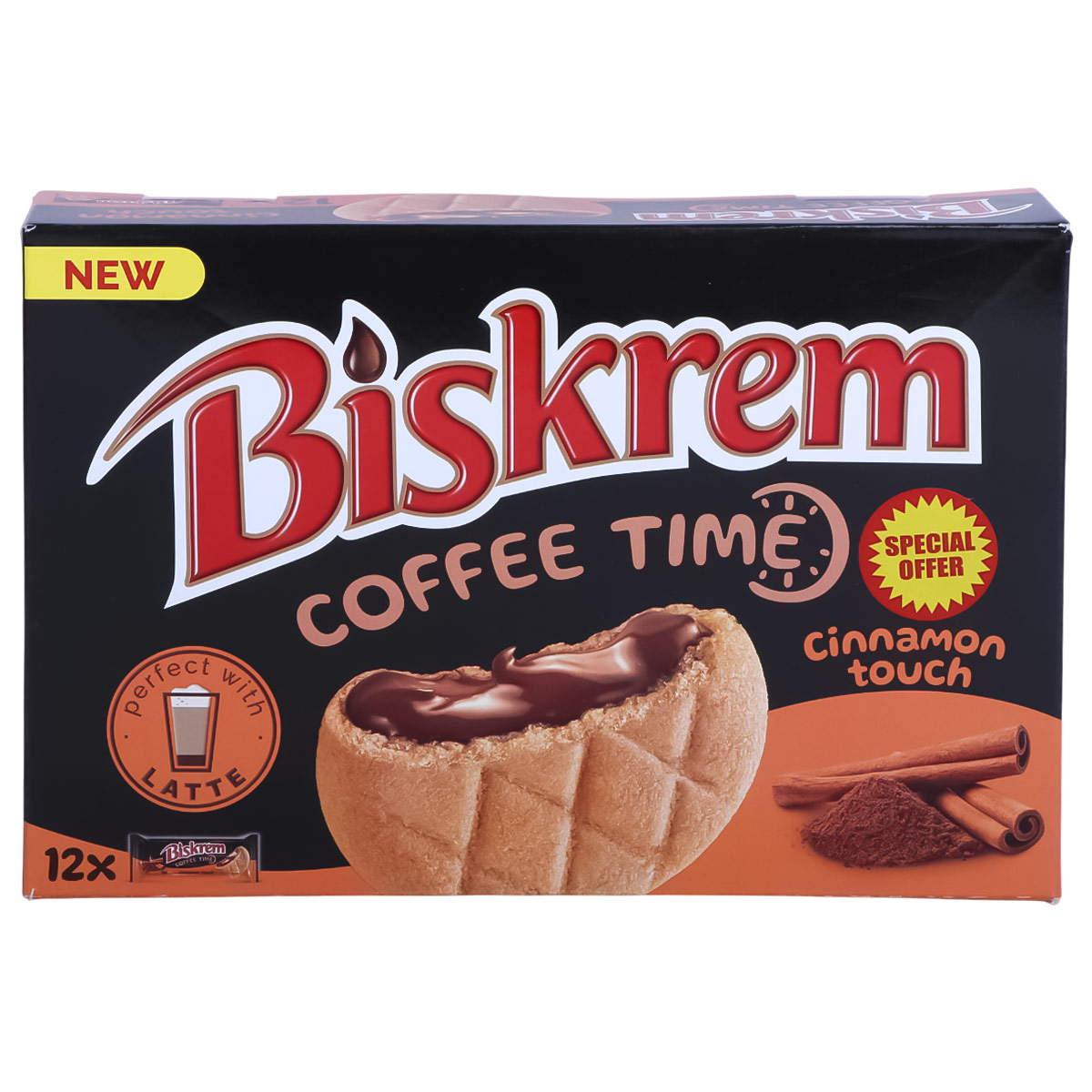 New Biskrem Coffee Time Chocolate Biscuit 12x36g
