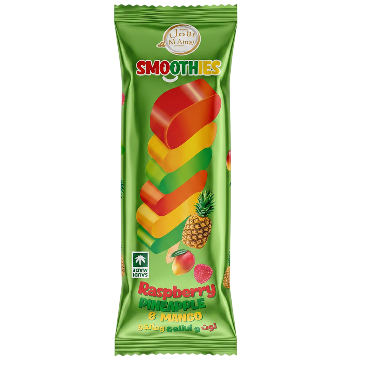 Al Amal Smoothies Raspberry, Pineapple & Mango Ice Stick Popsicle 75ml