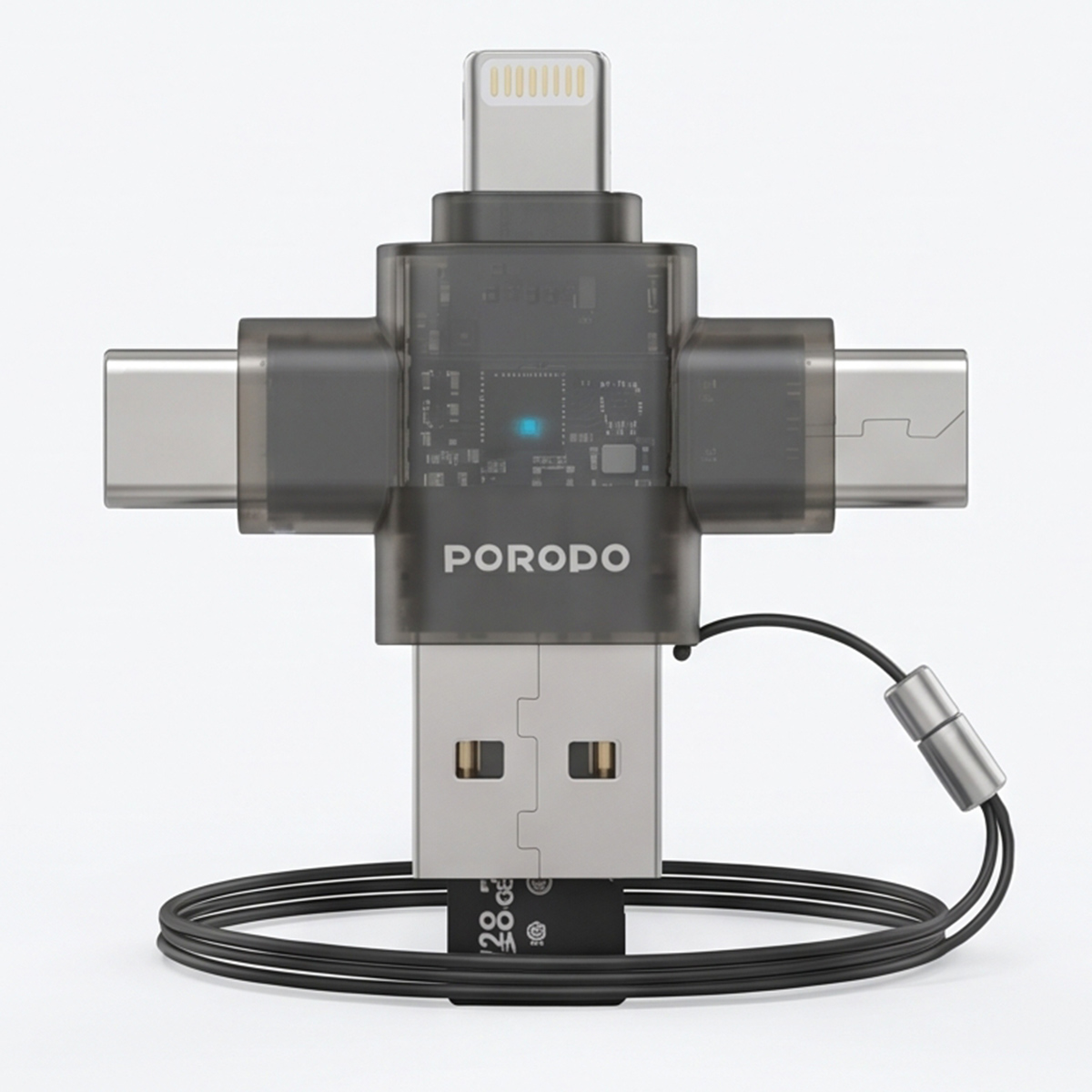 Porodo MiniLink Transparent 3-in-1 OTG Adapter