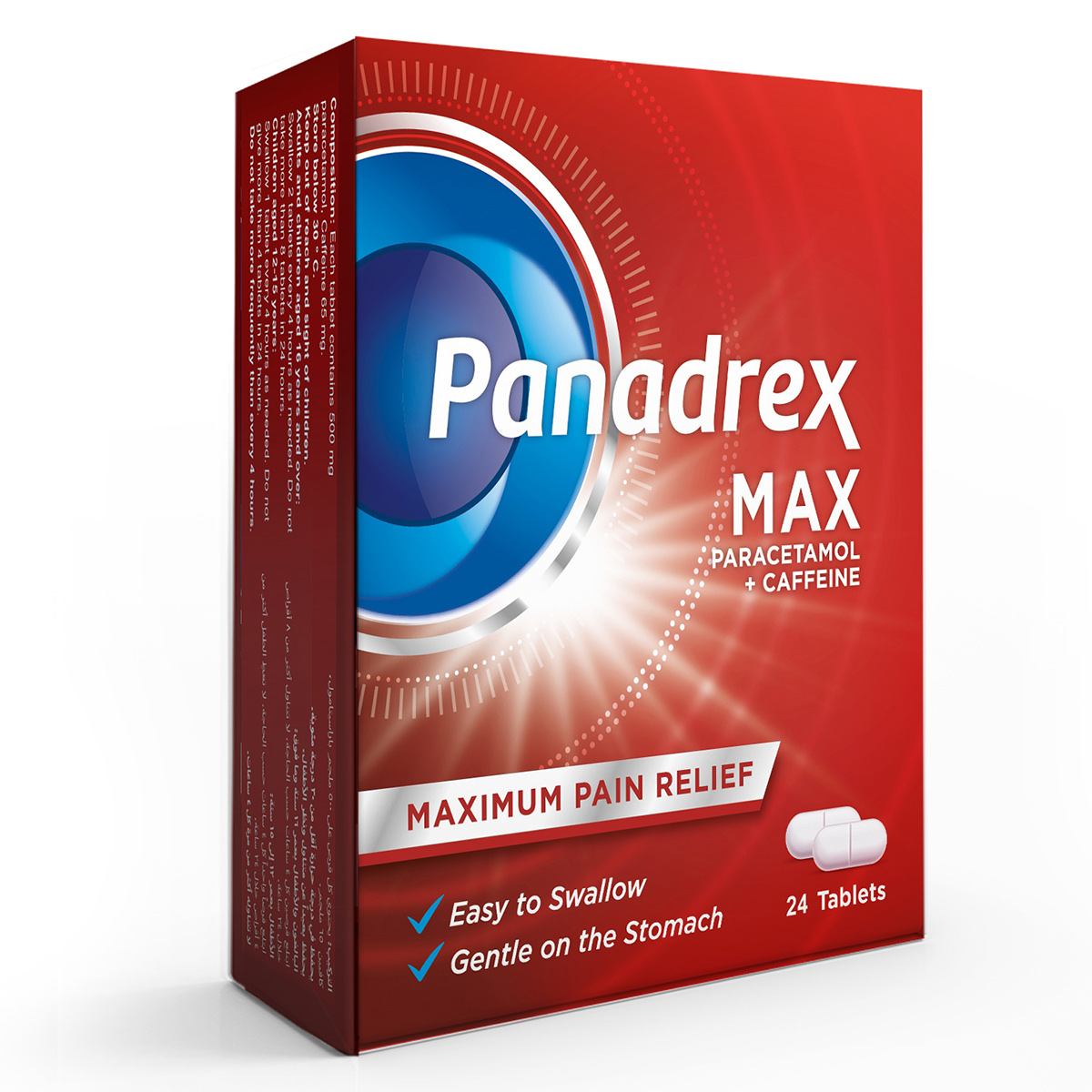 Panadrex Max Paracetamol Plus Caffeine 24 Tablets 500mg