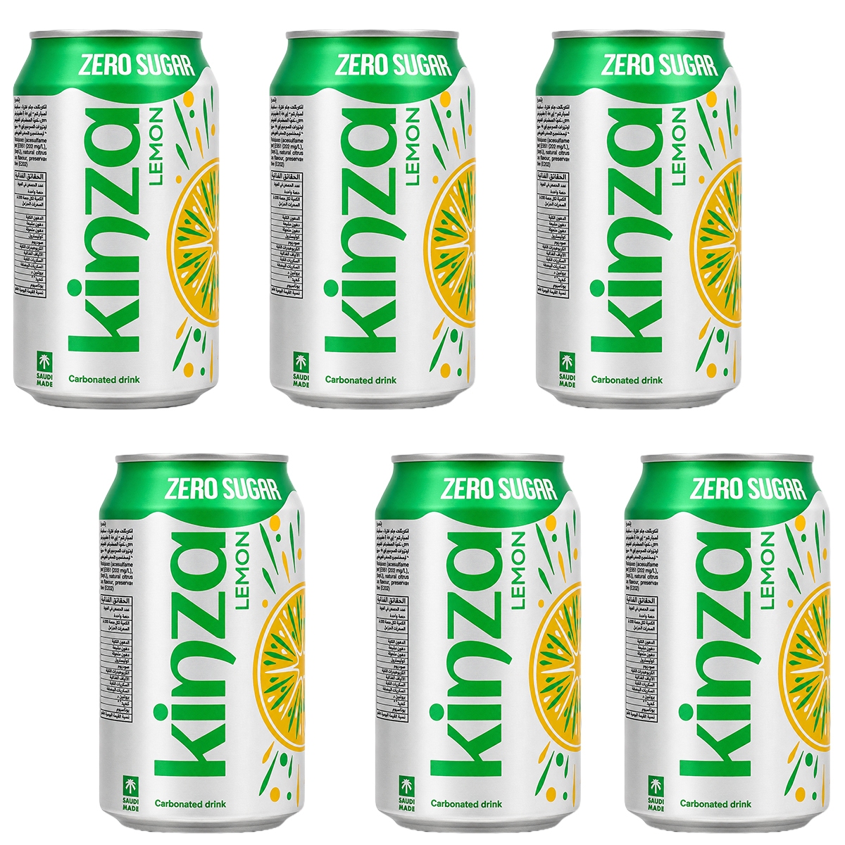 Kinza Lemon Zero Sugar Carbonated Drink 6 x 360ml
