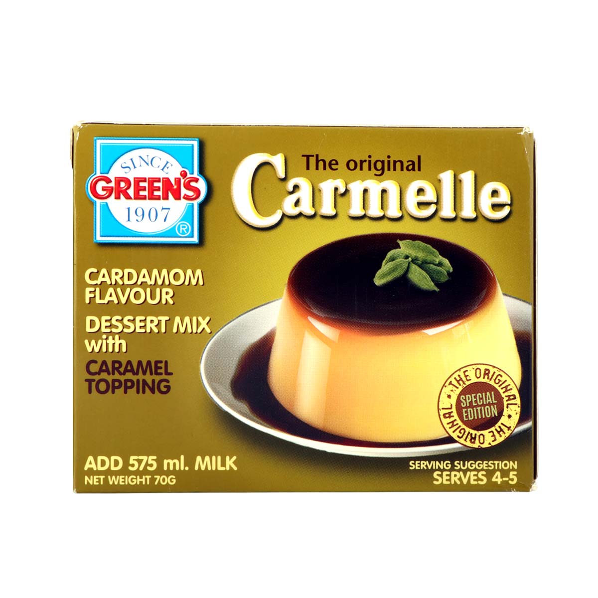 Green's Carmelle Cardamom Flavour Desert Mix With Caramel Topping 70g