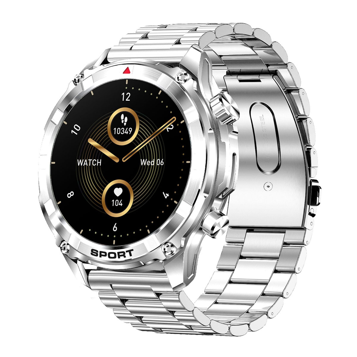 X.Cell Smart Watch Elite 6 With Silver Metal Strap (1.52 Inch HD Screen, BT Calling, Health Monito, IP67, 1 Week Battery)