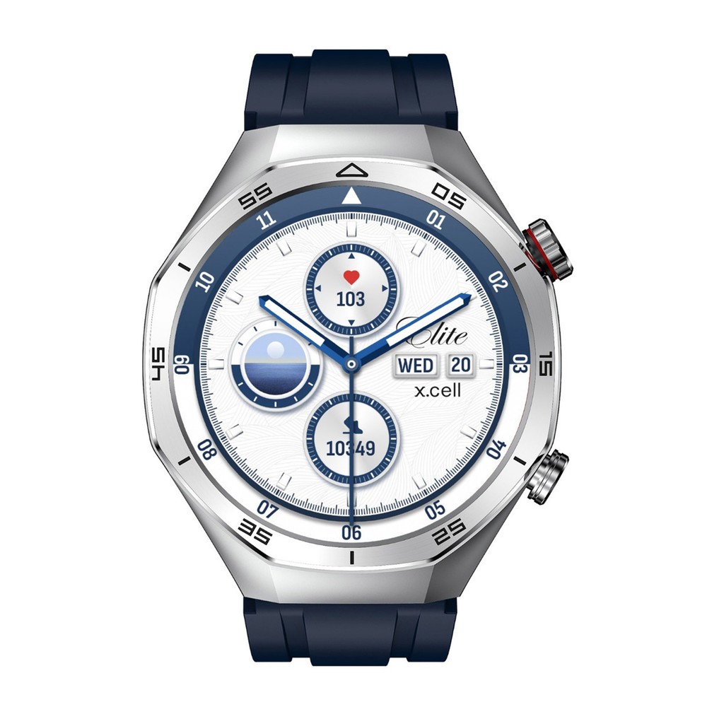 X.Cell Smart Watch Elite 7 With Blue Silicon Strap (1.52 Inch HD Screen, BT Calling, Health Monitor, IP67, 1 Week Battery)