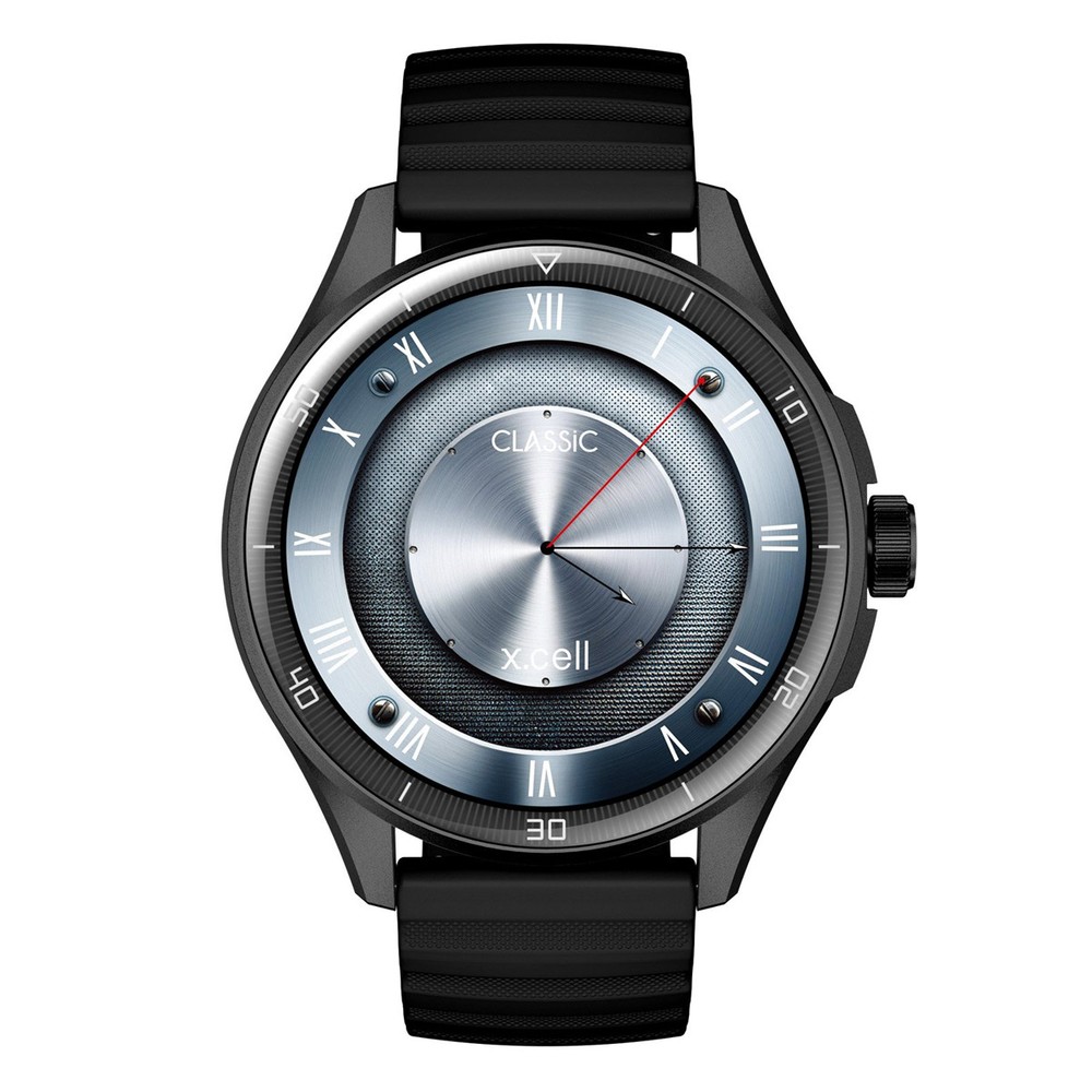 X.Cell Smart Watch Classic 6 With Black Silicon Strap (1.43 Inch Amoled Display, BT Calling, Health Monitor, IP68, 1 Week Battery)