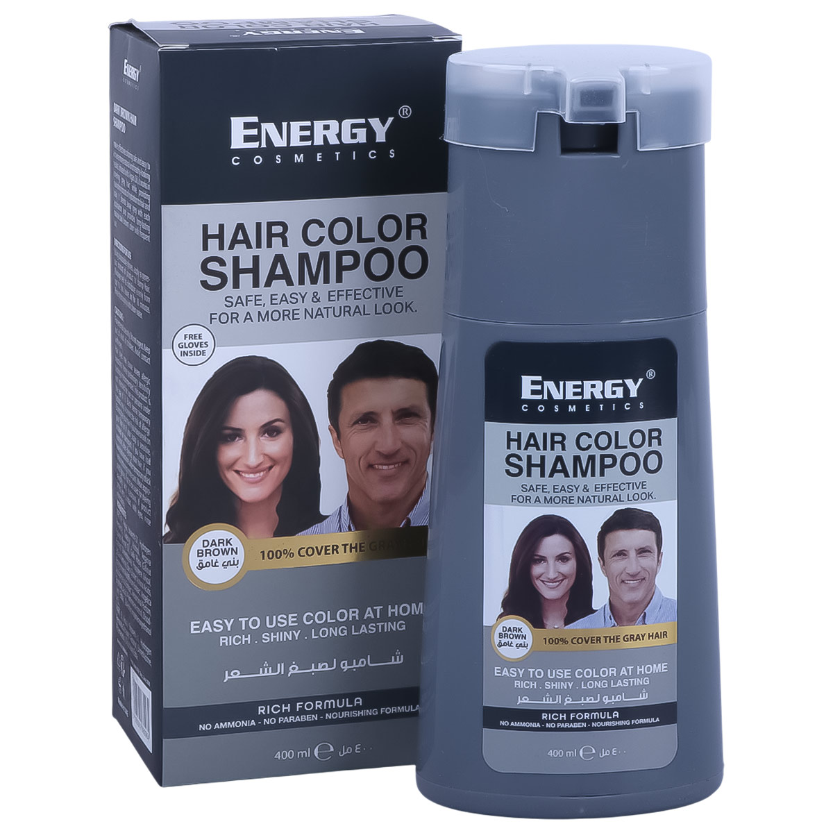 Energy Cosmetics Dark Brown Hair Color Shamphoo 400ml