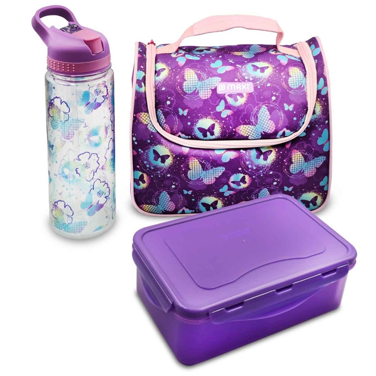 Maxi Lunch Bag With Container & Bottle Set Purple