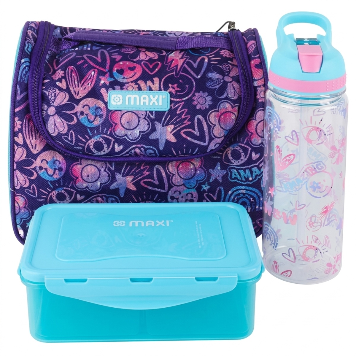 Maxi Lunch Bag With Container & Bottle Set Cyan