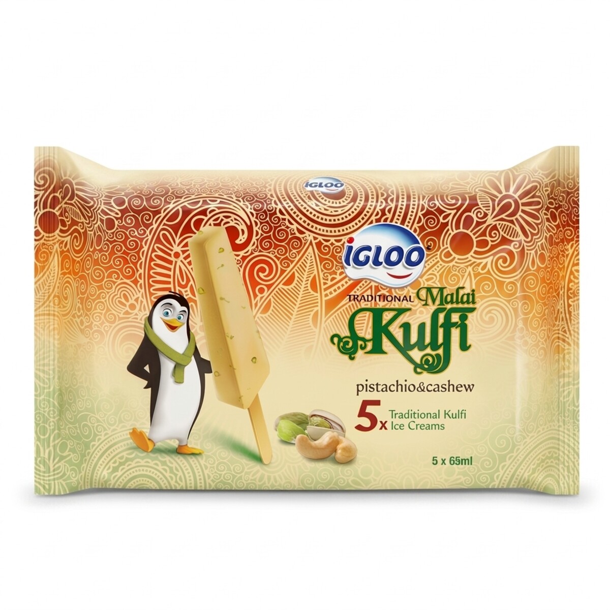 Igloo Traditional Malai Kulfi Pistachio & Cashew 5x65ml