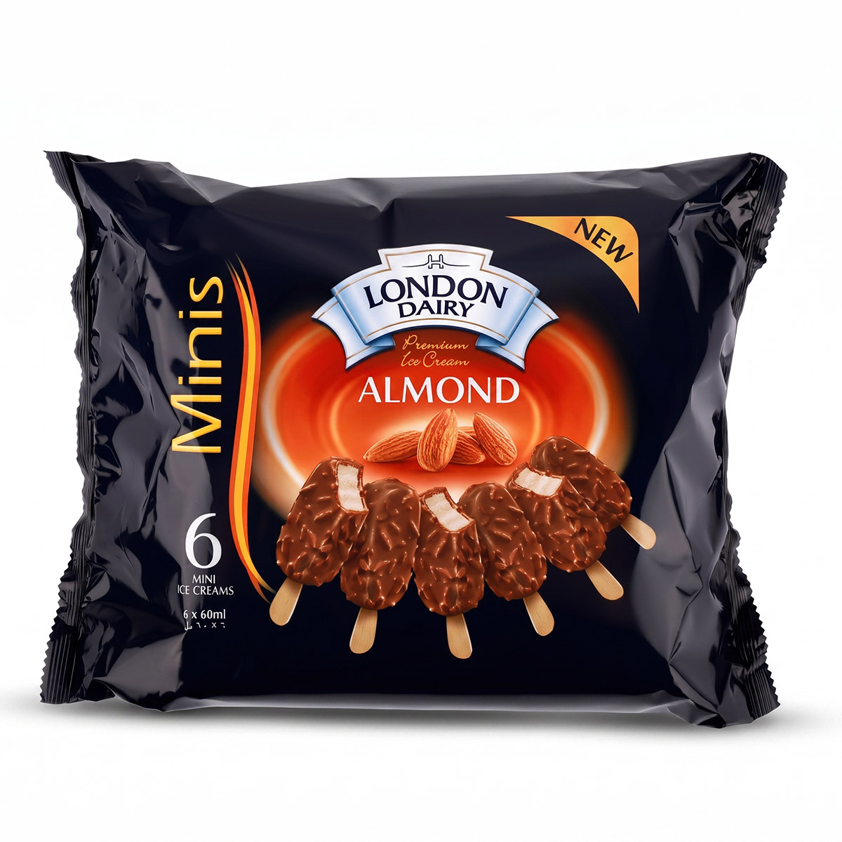 London Dairy Minis Almond Ice Cream Stick 6x60ml