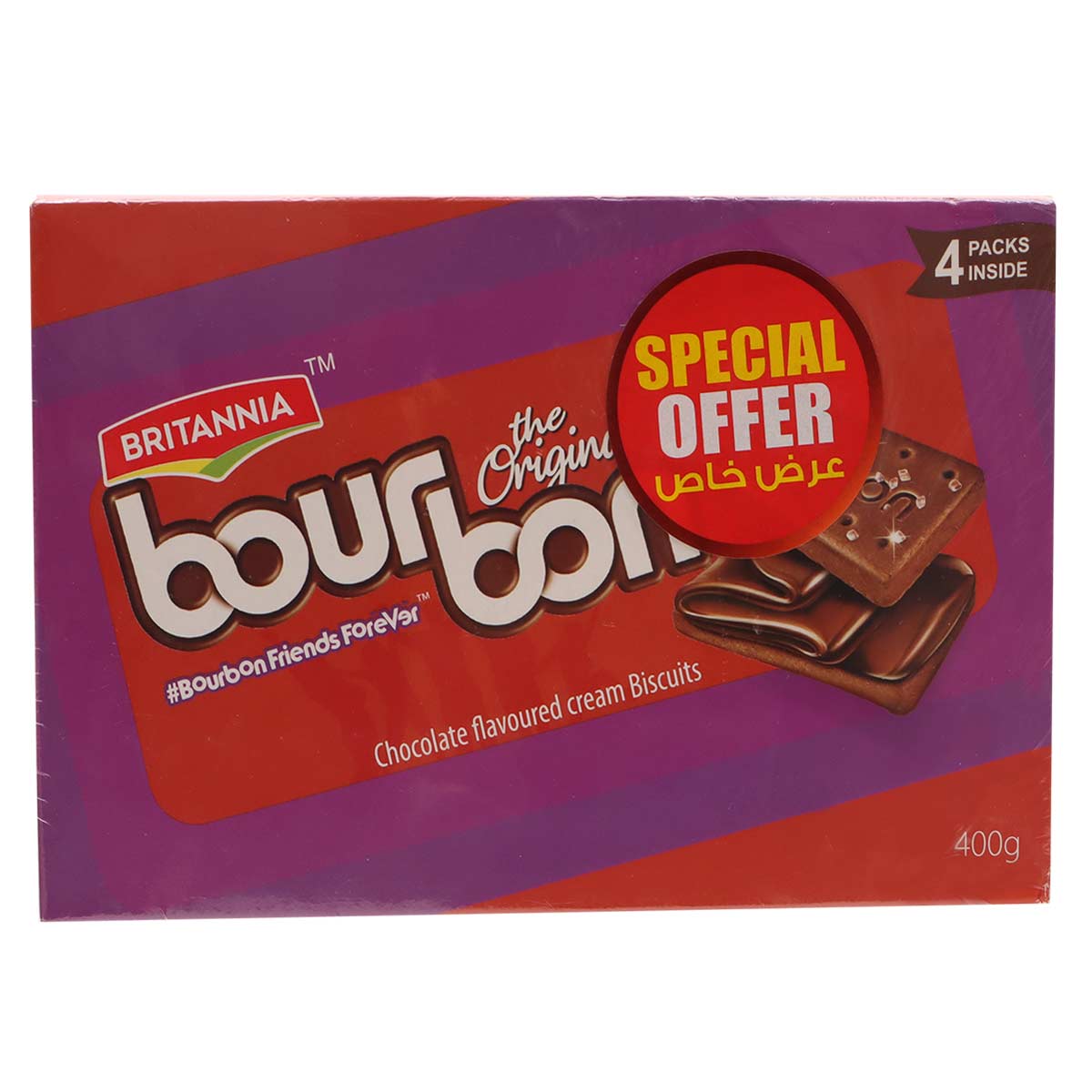 Britannia Bour Bon Chcocolate Flavoured Cream Biscuits 2x400g