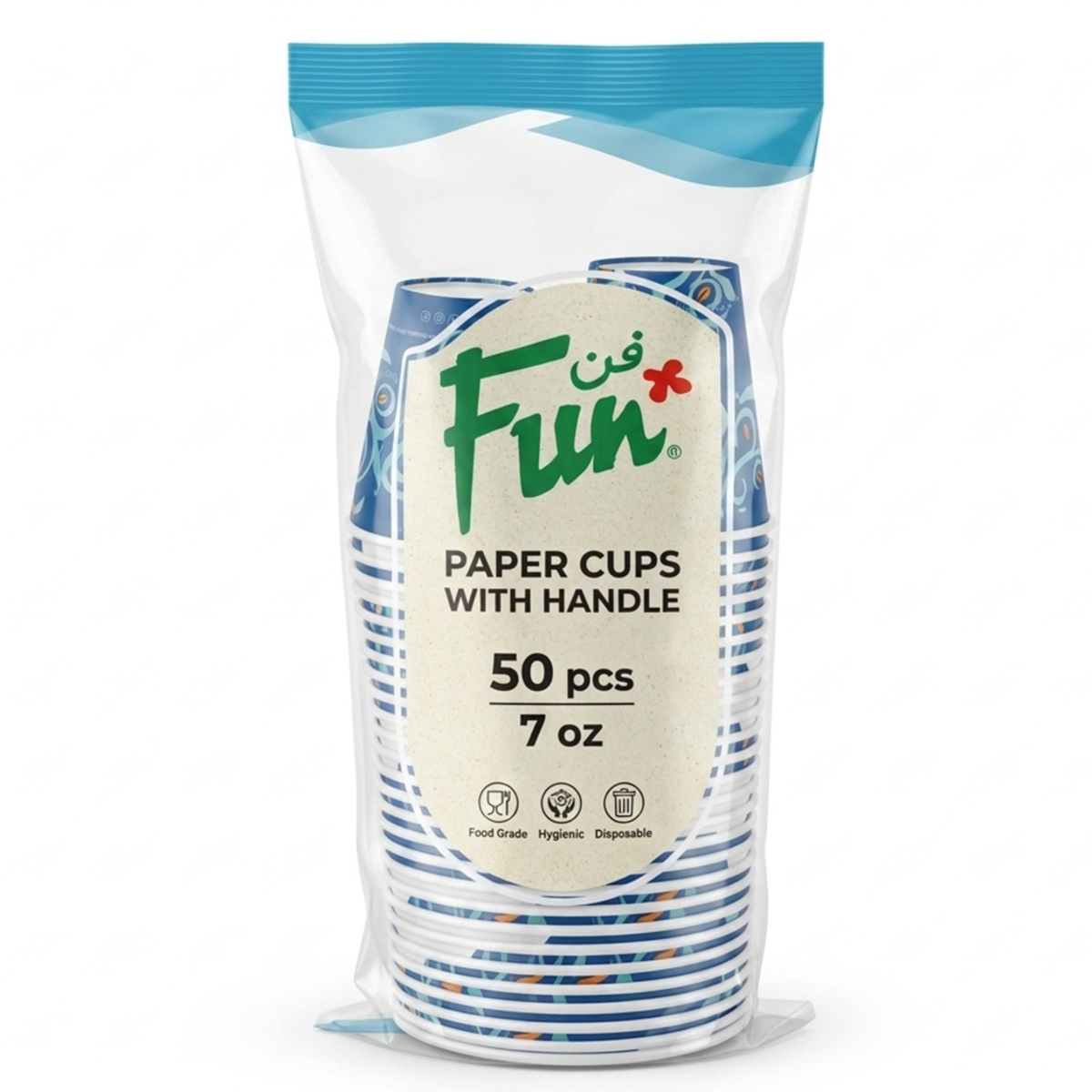 Fun Paper Cups with Handle 50 Pieces 7oz