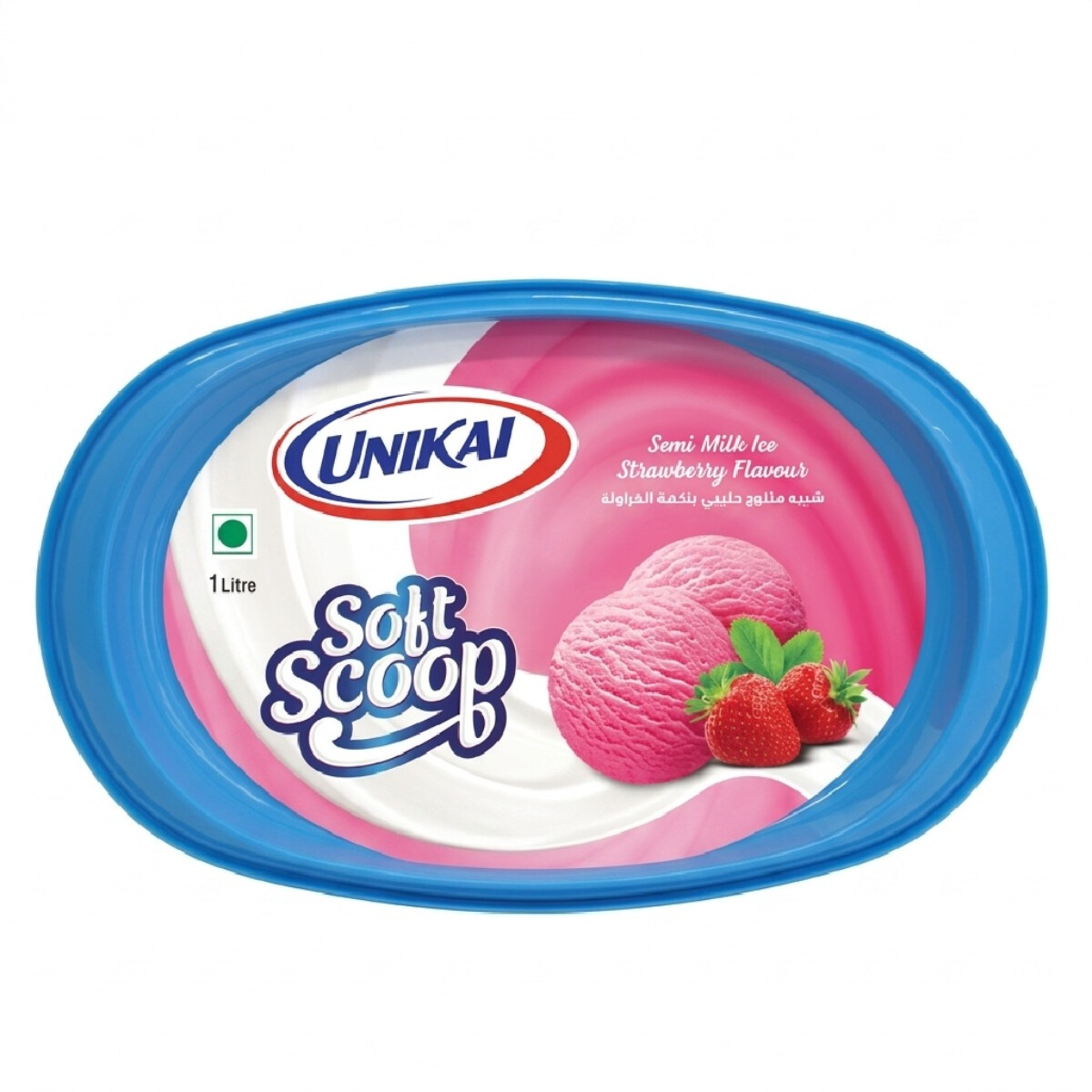 UNIKAI Soft Scoop Semi Milk Ice Strawberry Flavour 1L