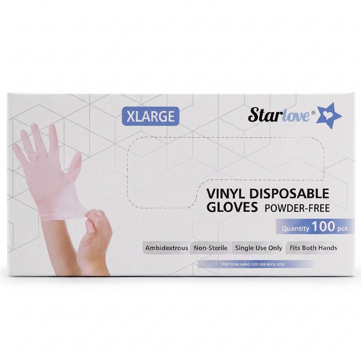 Starlove Extra Large Vinyl Disposable Gloves Powder Free 1 x 100 Pieces