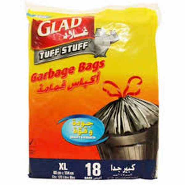 أكياس قمامة Glad Tuff Stuff مقاس 18×170 لترًا