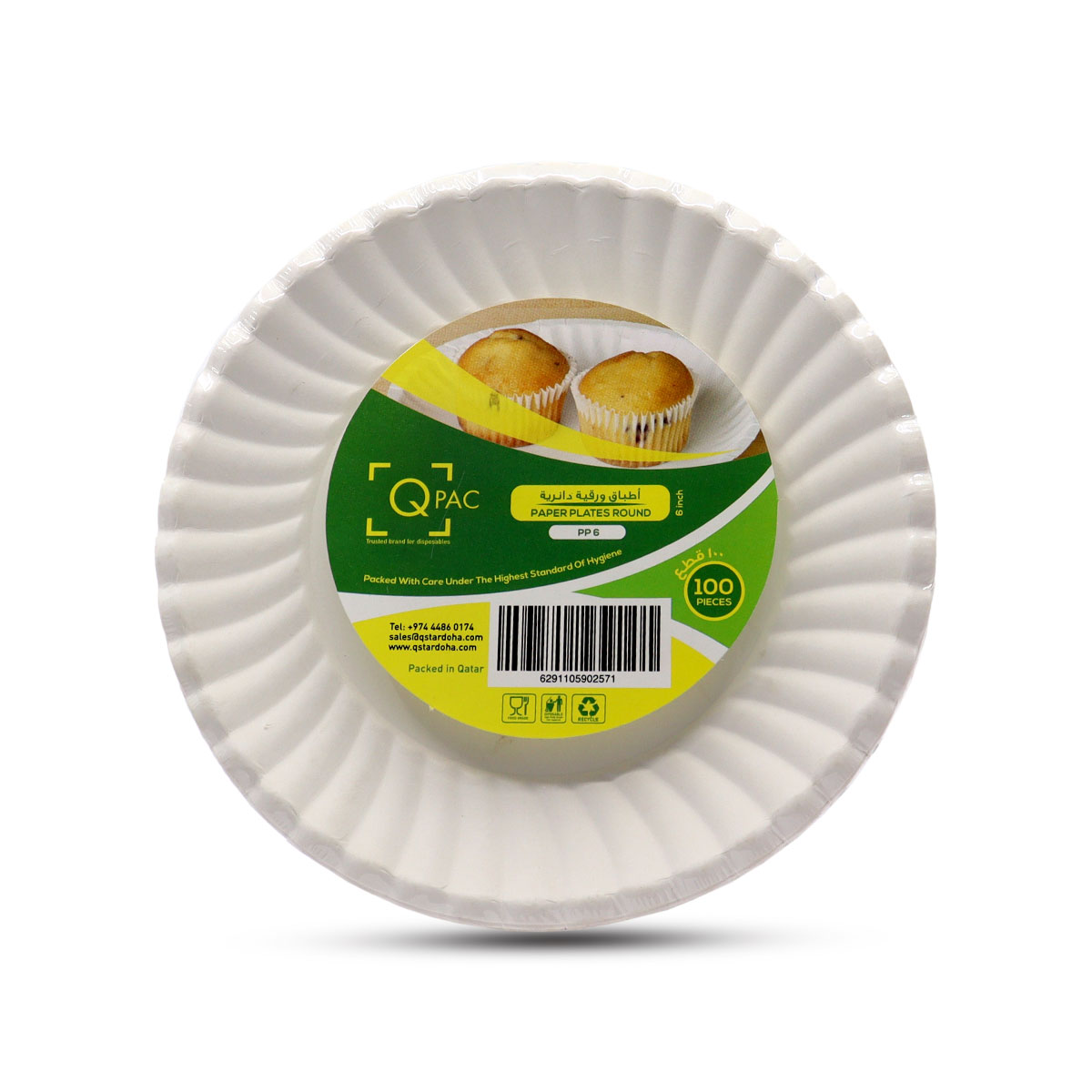 QPac Paper Plate 6 Inchesx100 Pieces