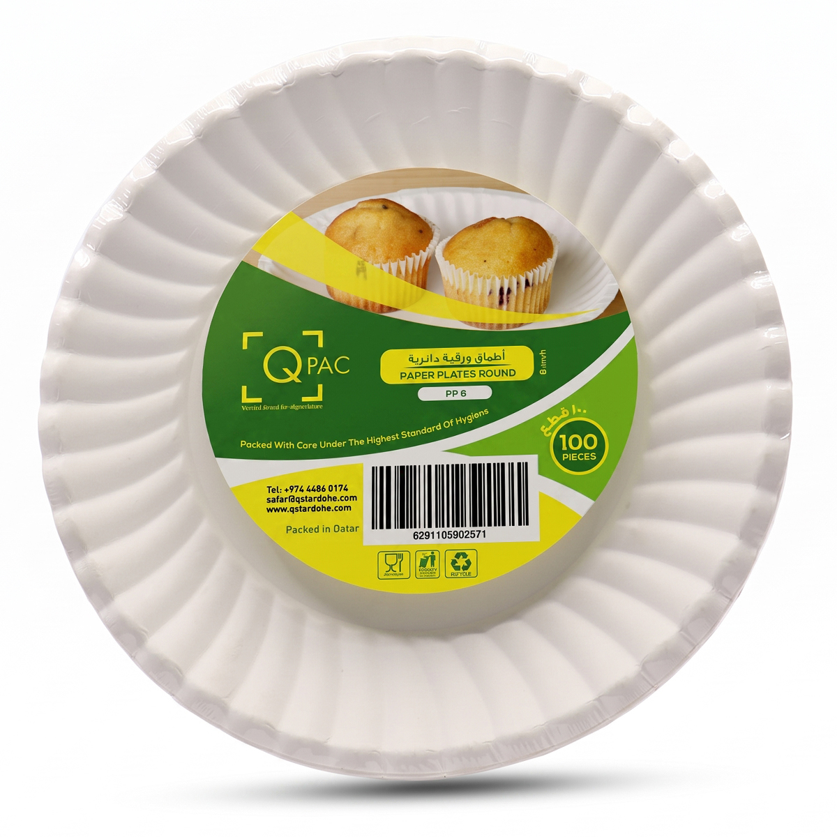 QPac Paper Plate 6 Inchesx100 Pieces