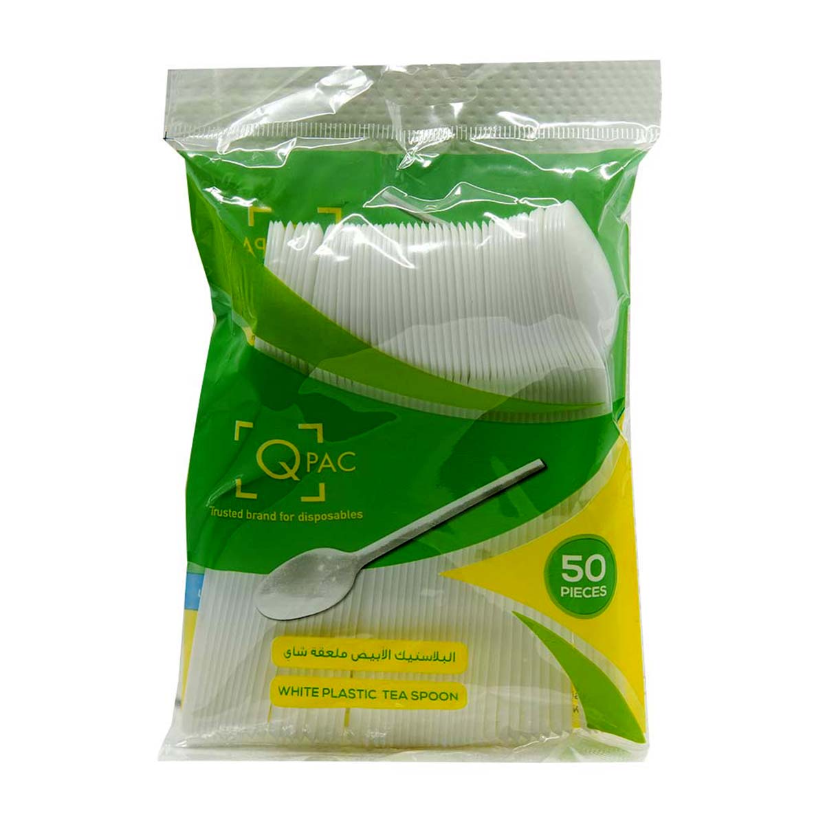 ملعقة شاي بلاستيكية بيضاء من QPac