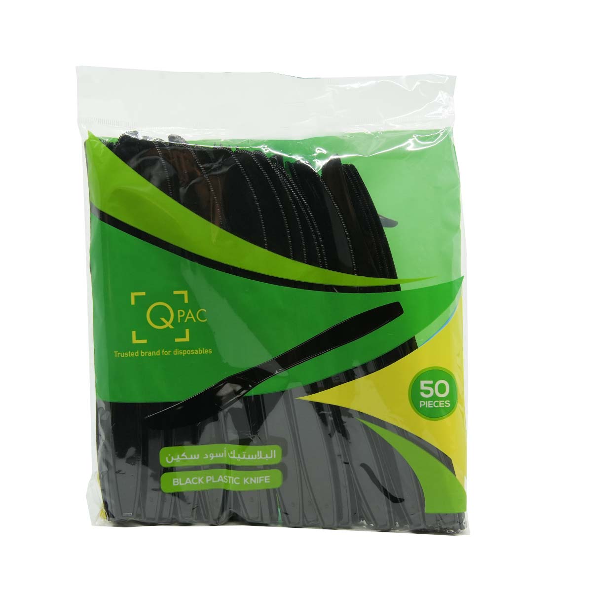 Q Pac Plastic Knife Black 50 Pcs