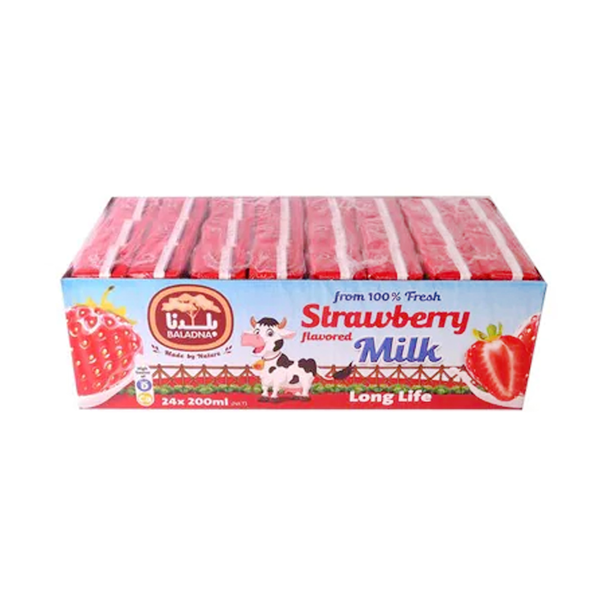 Baladna Long Life Stawberry Flavored Milk 24x200ml