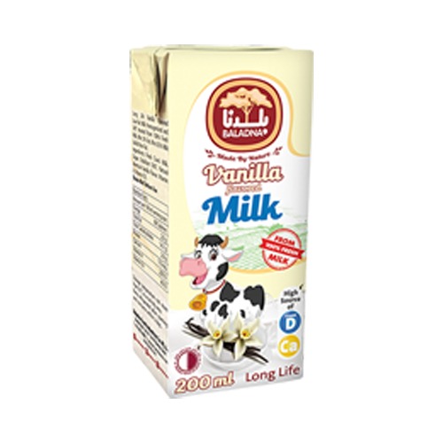 Baladna Long Life Milk Full Fat Vanilla Flavored 200ml