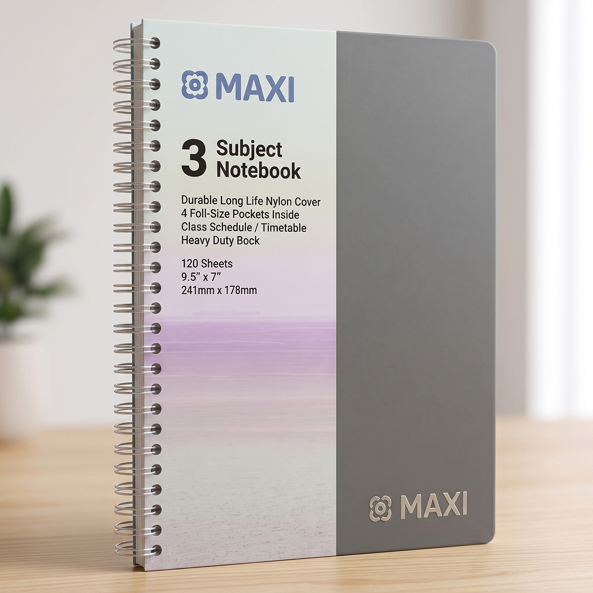 Maxi 3 Subject Notebook 241mm x 178mm 120 Sheets