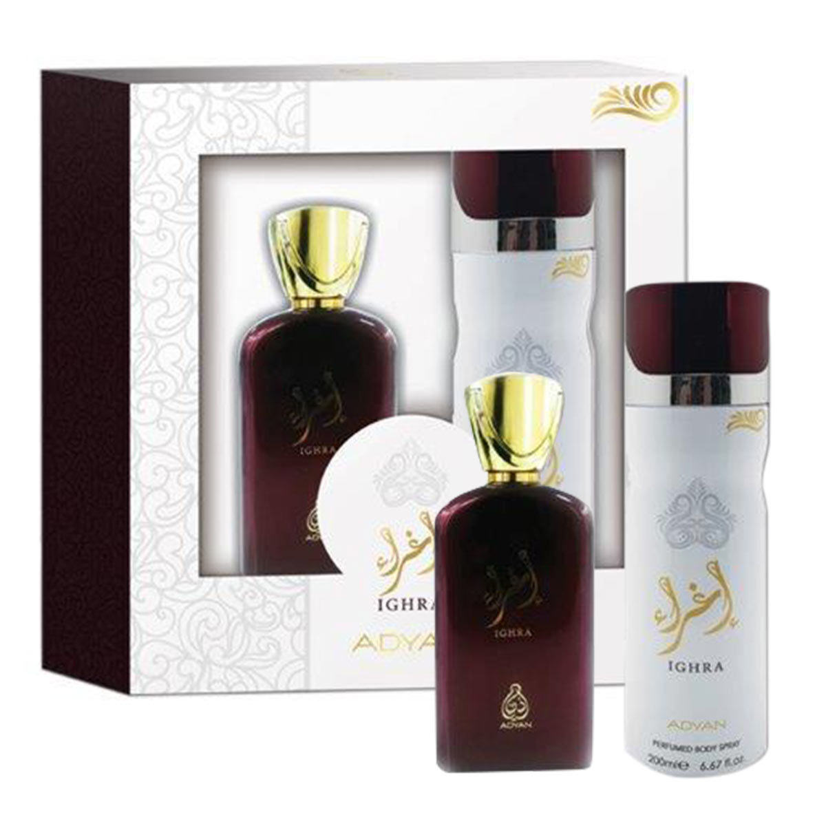عطر أديان إيغرا النسائي ورذاذ الجسم عبوة هدايا 100 مل + 200 مل