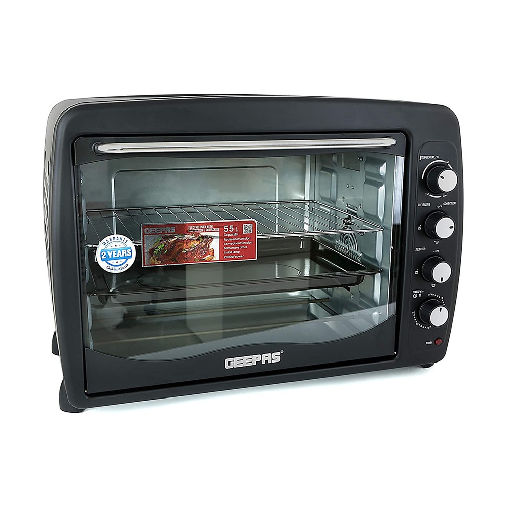 Geepas Electric Oven with Rotisserie 55 Ltr - GO4401 | Kitchen Appliances | Microwave Ovens