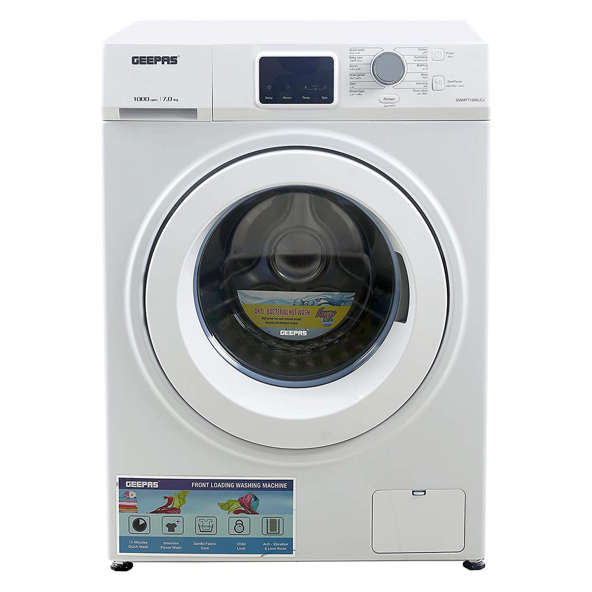 Geepas Front Load Washing Machine 7Kg - Gwmf71200Lcj