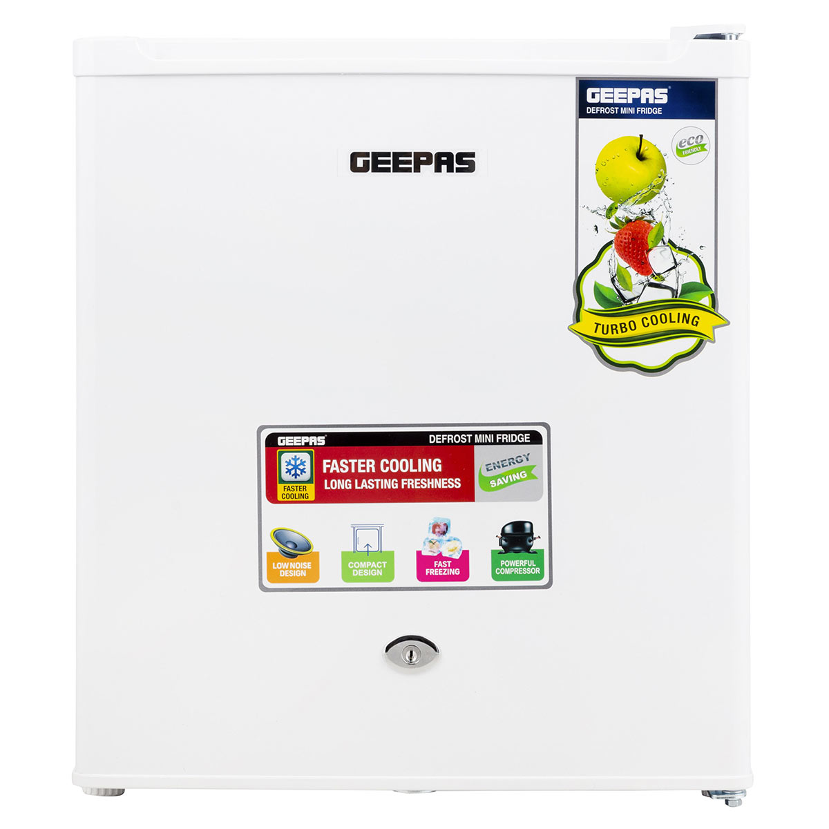 Geepas Mini Refrigerator with Faster Cooling 60L - GRF654WPEN | Kitchen Appliances | Refrigerators