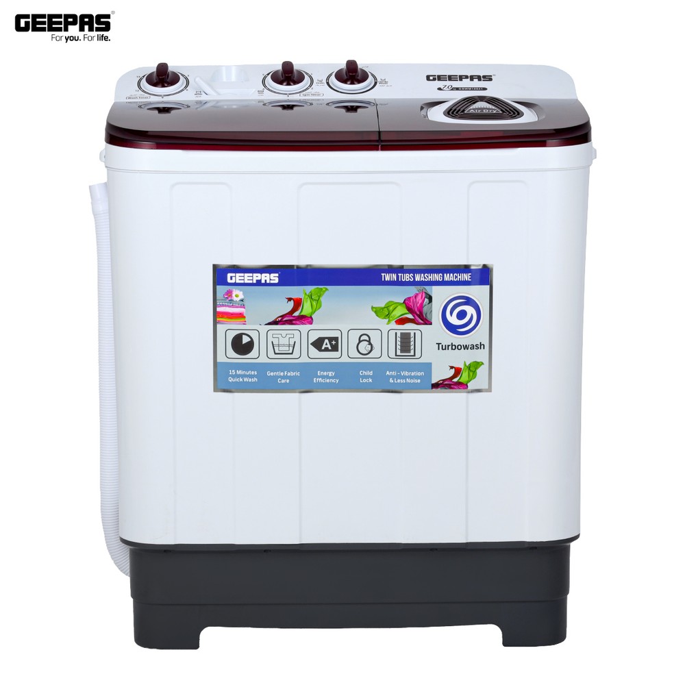 Geepas Twin Tub Semi Automatic Washing Machine With 7Kg Capacity GSWM18041 | Home Appliances | Washing Machines & Dryers